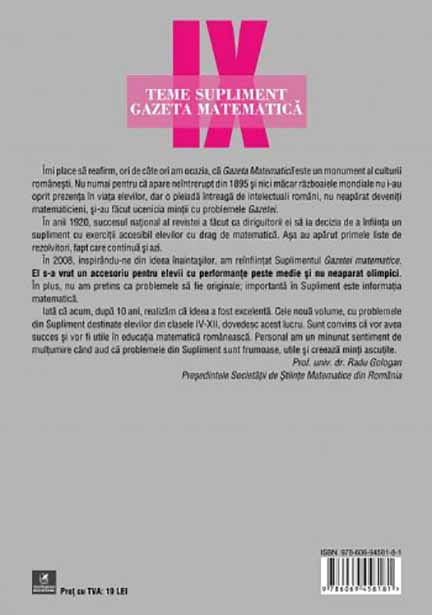 Teme supliment Gazeta Matematica clasa a IX-a - Radu Gologan, Marin Chirciu, Octavian Stroe, Daniel Jinga [2]