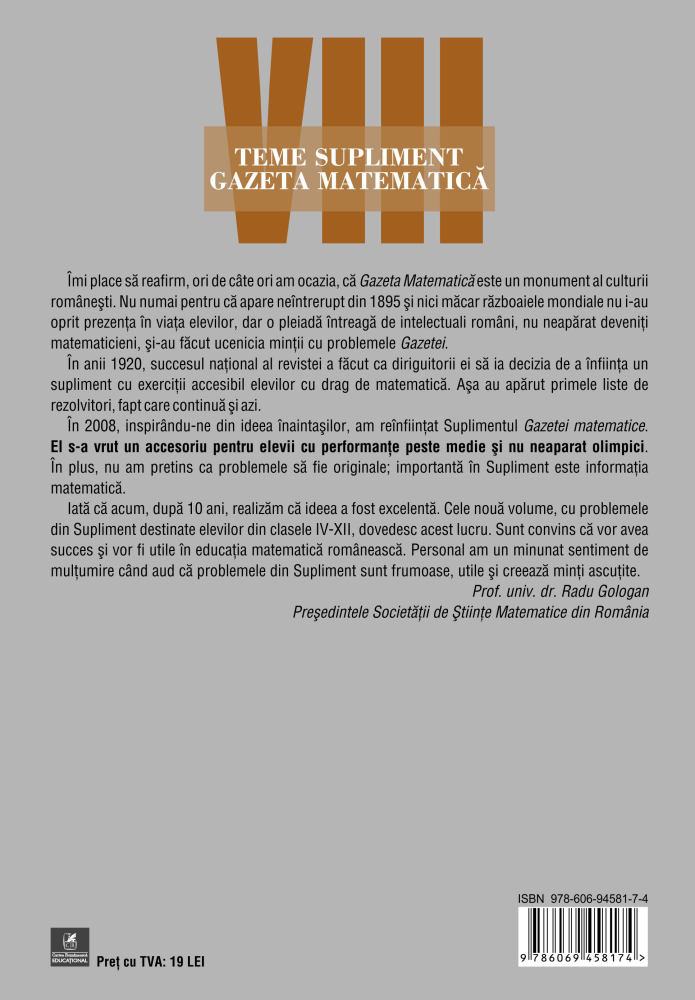 Teme supliment Gazeta Matematica clasa a VIII-a - Radu Gologan, Ion Cicu, Alexandru Negrescu [2]