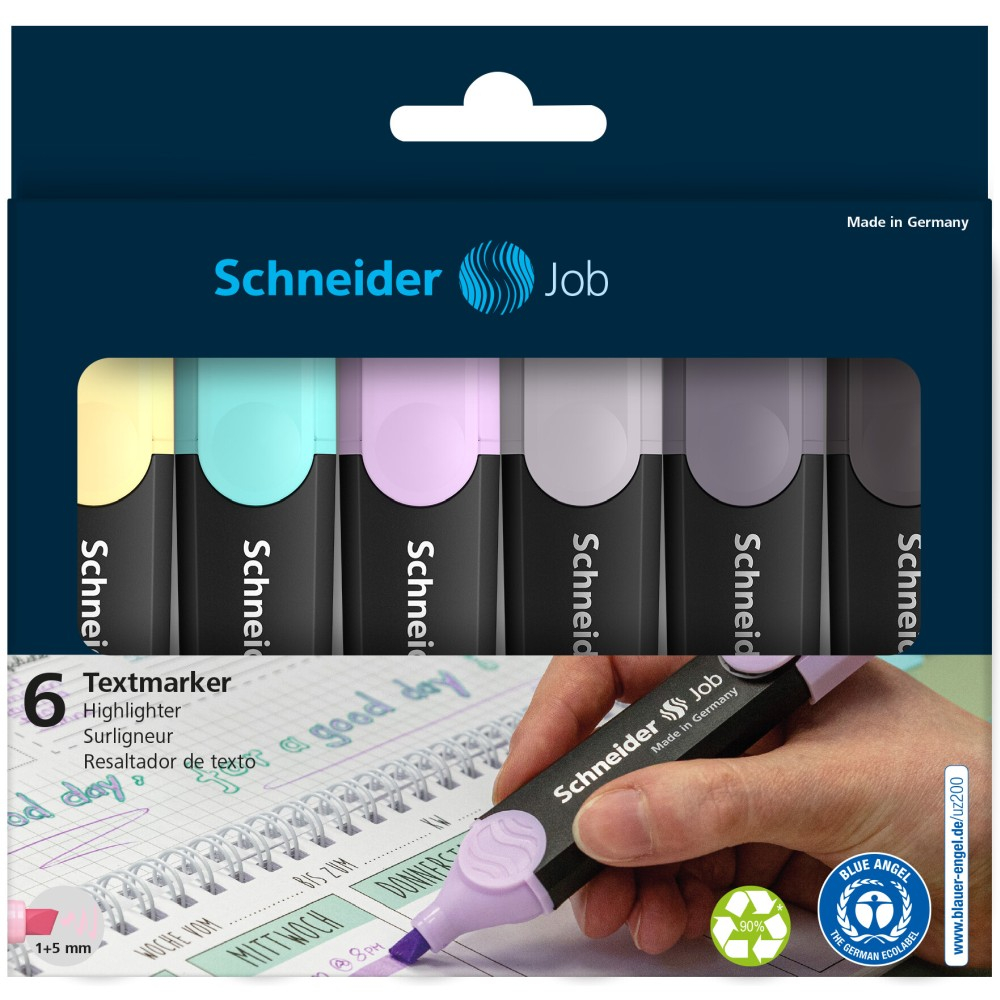 Textmarker Schneider Job pastel 6 culori /set inclusiv gri [2]