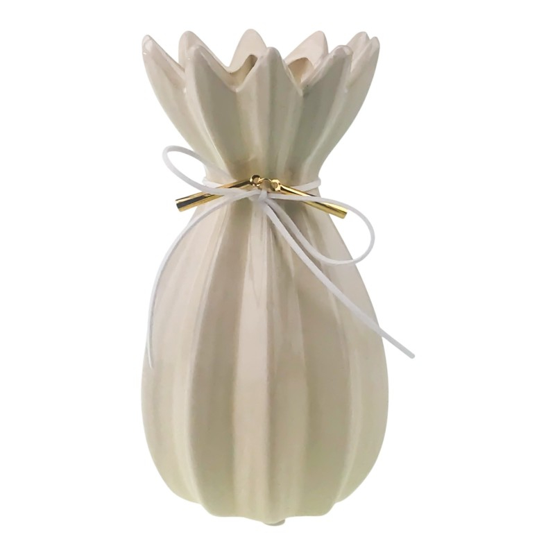 Vaza ceramica cu gura crestata si snur 10x15 cm diverse culori [4]