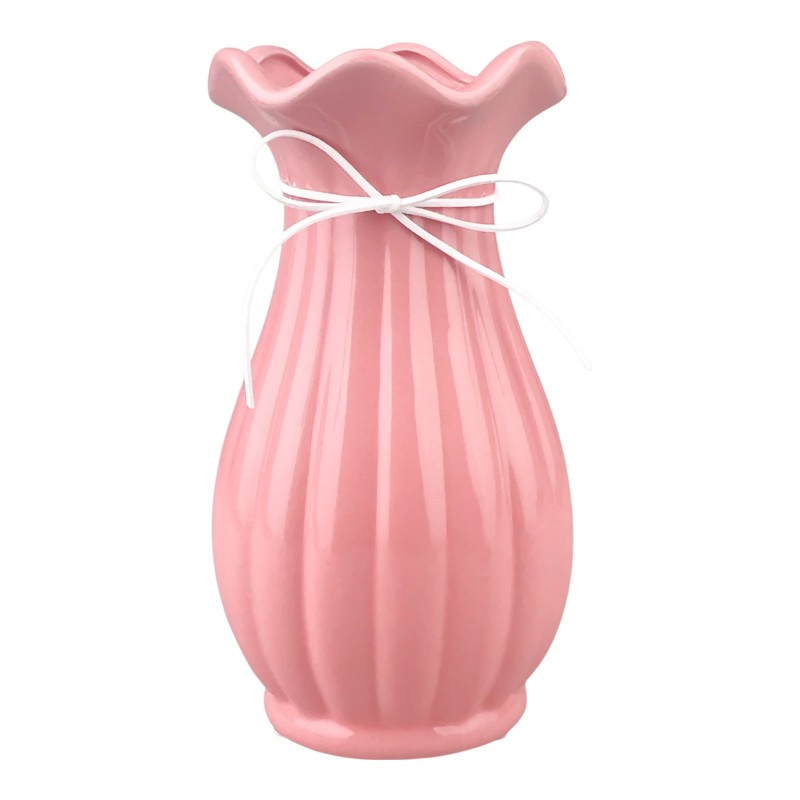 Vaza ceramica cu dungi si snur 24 cm diverse culori [3]