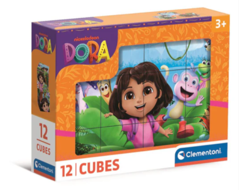 Jocuri de construcție și cuburi - 12 Cuburi tip puzzle Dora The Explorer Clementoni