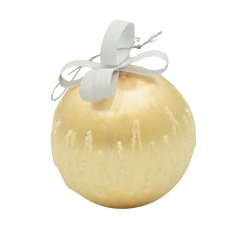Decorațiuni și articole de Crăciun - Glob matase cu fundita 10 cm auriu