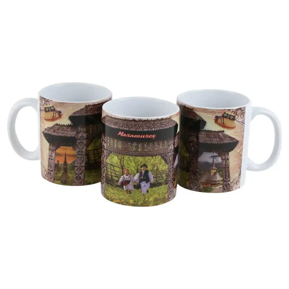 Căni și pahare - Cana ceramica Maramures Poarta traditionala 330 ml 8 x 9 cm