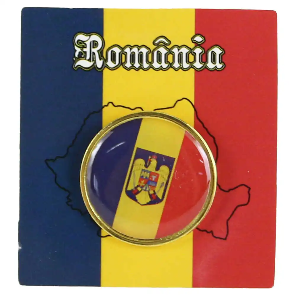Noutăți Librăria Compas - Insigna rotunda tricolor cu stema Romaniei 2.5 cm