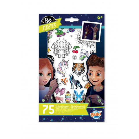 Accesorii personale și beauty - Set 75 tatuaje lavabile si fosforescente Be Teens Buki France