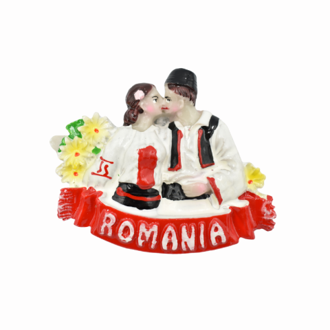 Magneți - Magnet de frigider din rasina Romania 7.5 x 6 cm