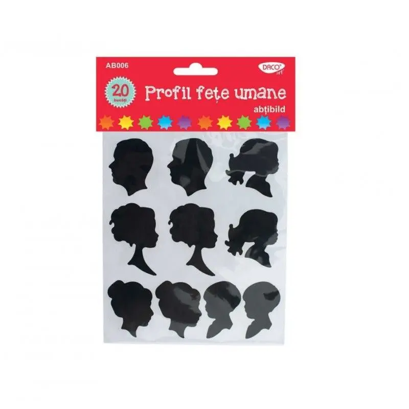 Accesorii craft - Abtibilduri profil fete umane DACO 2 folii /set