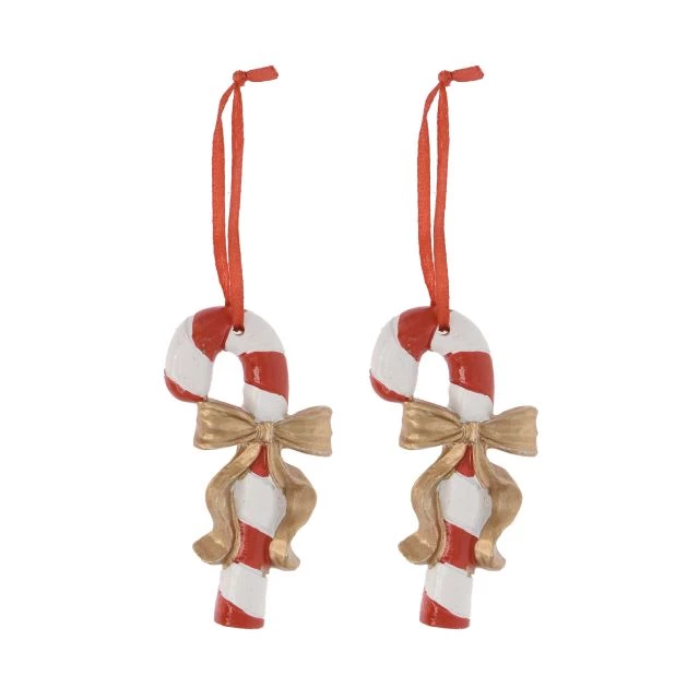 Decorațiuni și articole de Crăciun - Acadea cu agatoare din rasina 7.8x4x1.1 cm 2/set