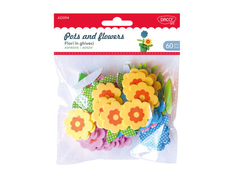 Artă și creativitate - Accesorii craft spuma Flori in ghiveci 60/set Daco