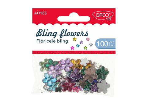 Artă și creativitate - Accesorii craft Floricele bling 100/set Daco