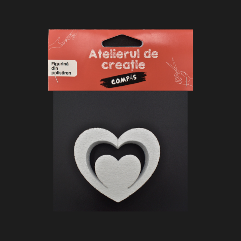Noutăți Librăria Compas - Accesorii craft inima dubla polistiren 10x9cm