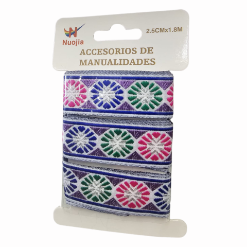 Accesorii pentru impachetat - Panglica dantela motive geometrice Nuojia 2.5 cm x 1.8 m