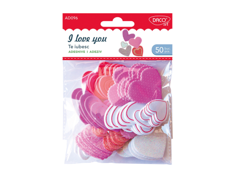 Craft și modelaj - Accesorii craft spuma autoadezive 50/set Te iubesc Daco