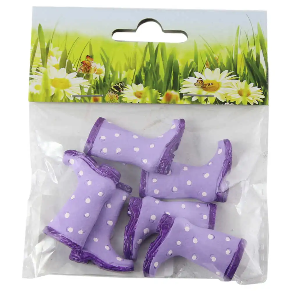 Accesorii creatie lemn cizme mov cu buline 6 buc /set [1]