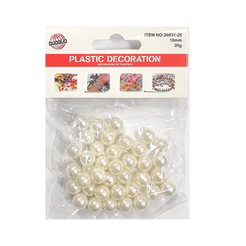 Artă și creativitate - Accesorii decorative bilute plastic 10 mm crem 20 g