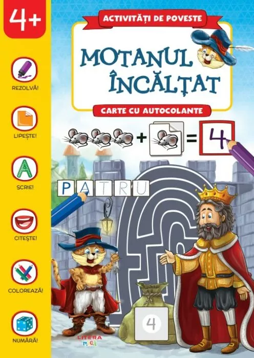 Cărți - Activitati de poveste Motanul incaltat Carte cu autocolante