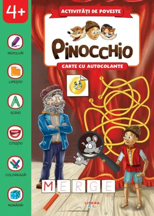 Cărți - Activitati de poveste Pinocchio Carte cu autocolante