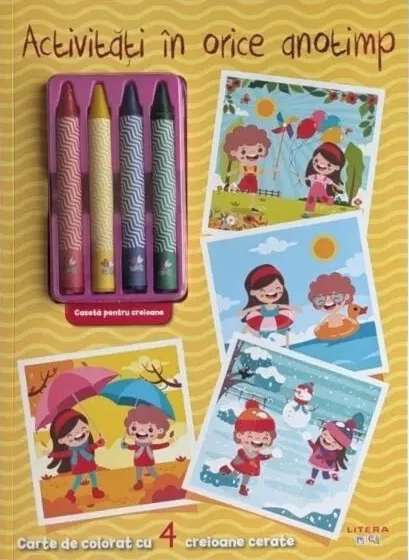 Cărți pentru copii - Activitati in orice anotimp. Carte de colorat cu 4 creioane cerate