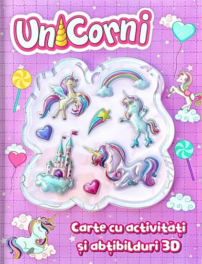 Cărți - Unicorni. Carte cu activitati si abtibilduri 3D