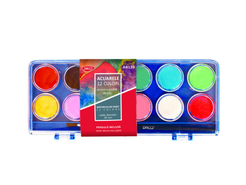 Acuarele școlare și Tempera - Acuarele 12 culori Daco