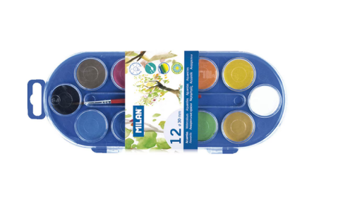Acuarele școlare și Tempera - Acuarele 12 culori 30 mm Milan