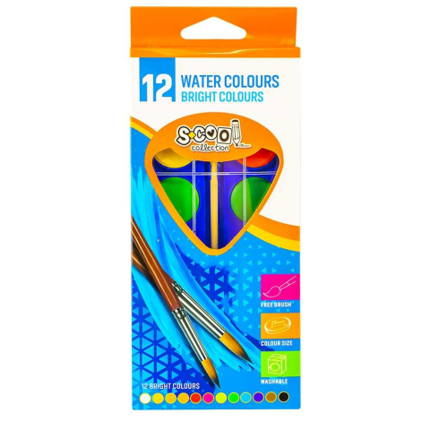 Acuarele 12 culori + pensula S-Cool [0]