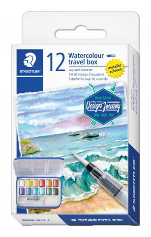 Acuarele și pensule școlare - Acuarele DJ 12 culori metalizate cu pensula si burete Staedtler