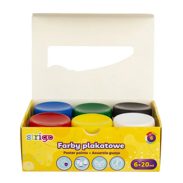 Acuarele guase in borcanel 6 culori x 20 ml Strigo [1]