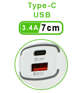 Adaptor incarcator auto IDEi 20W PD + USB 3.4A [1]