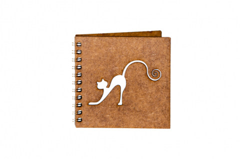 Noutăți Librăria Compas - Agenda 10x10 personalizata din lemn Pisica