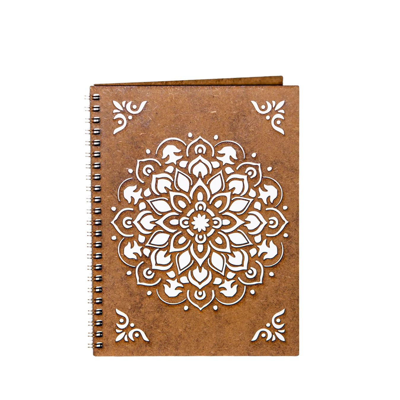 Noutăți Librăria Compas - Agenda A5 personalizata din lemn cu mandala tip floare cu colturi