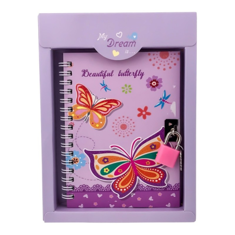 Agenda copii cu lacat 14x20 cm Fluturi [4]