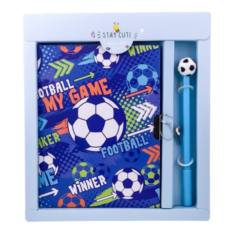 Agenda cu lacat si pix pentru baieti 20x23 cm Fotbal [2]