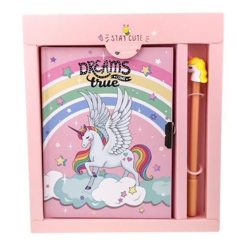 Agende pentru copii - Agenda cu pix pentru copii 20x23 cm Unicorn
