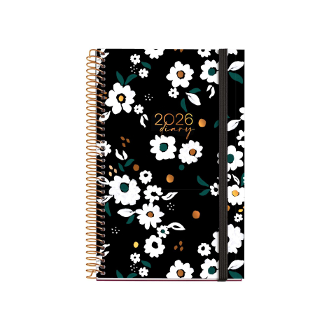 Agende datate - Agenda datata Miquelrius Noir Garden 2026 Active Spiral Agenda saptamanala 12.7 x 18.3 cm