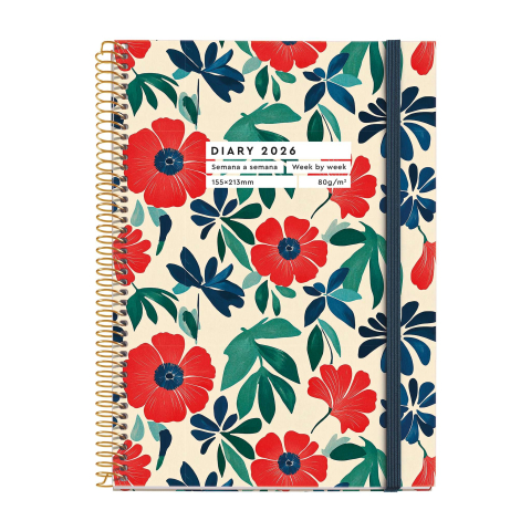 Agende datate - Agenda datata 2026 Miquelrius Noir Garden Active Spiral 12.7 x 18.3 cm