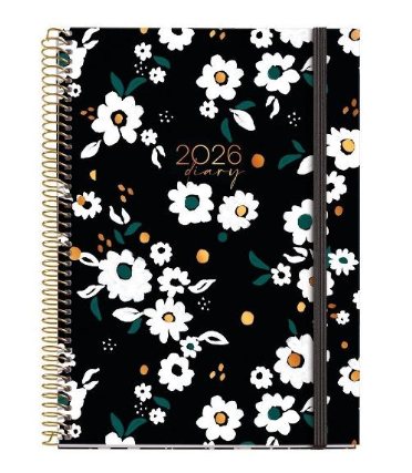 Agende datate - Agenda saptaminala 2026 Plus Noir Garden Natura Miquelrius 15.5 x 21.3 cm