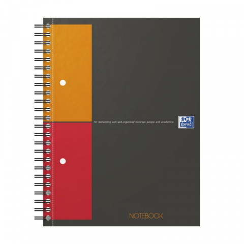 Rechizite școlare - Agenda organizator Oxford International Notebook A5+ 80 file patratele, gri