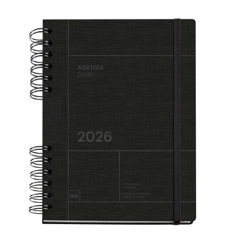 Agende datate - Agenda saptaminala 2026 Plus Wire-O Negru Back To Basics Miquelrius