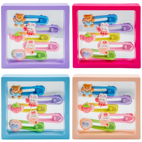 Accesorii personale și beauty - Agrafe decorate 5 buc /cutie culori diferite