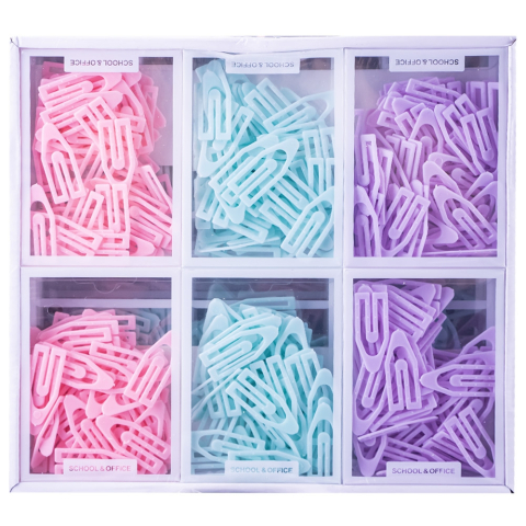 Capse și agrafe - Agrafe plastic 38mm 60 buc set pastel Bachang culori diferite