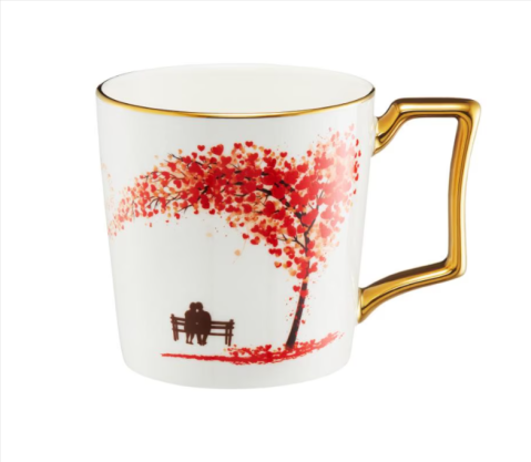 Casă și decorațiuni - Cana portelan Ambition Amore maner auriu 430ml copac