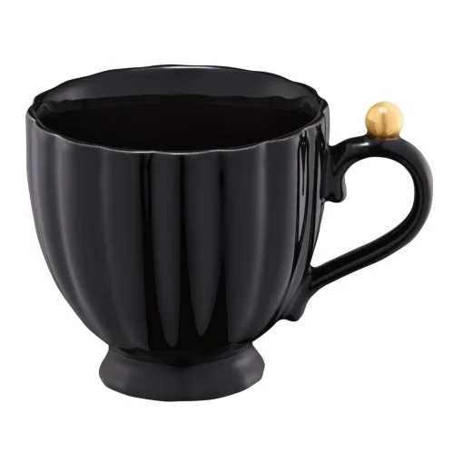 Casă și decorațiuni - Ceasca portelan 250 ml negru Curly Gold Ambition