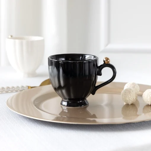 Ceasca portelan 250 ml negru Curly Gold Ambition [1]