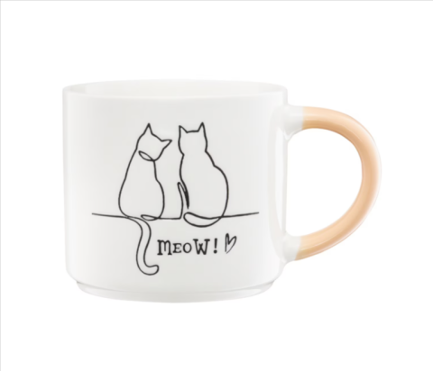 Casă și decorațiuni - Cana portelan AMBITION Mrau 510 ml model pisici maner galben