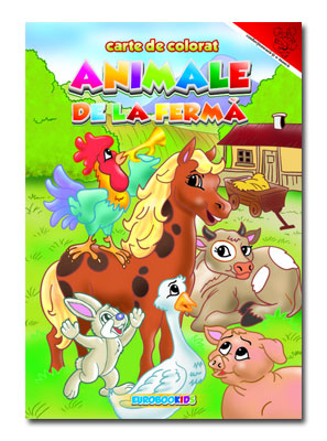 Cărți - Animale de la ferma – carte de colorat romana–engleza