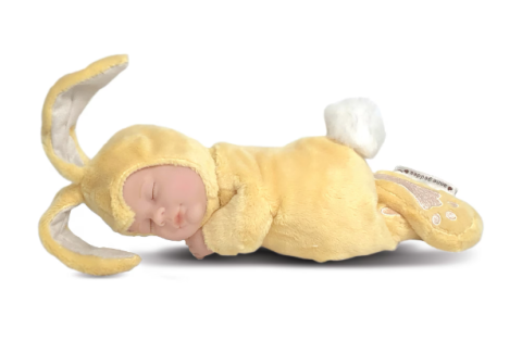 Păpusi - Papusa Anne Geddes iepuras galben 23 cm