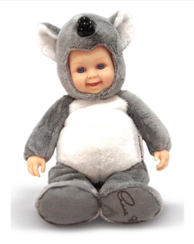 Păpusi - Papusa Anne Geddes pui de koala 23 cm gri cu alb