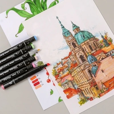 Set 30 markere art cu 2 capete si suport patrat M&G [4]